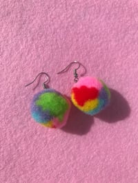 Rainbow Pom Pom Earrings