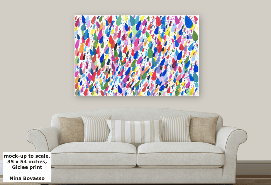 Image of field of multicolor snoopies  Giclee print