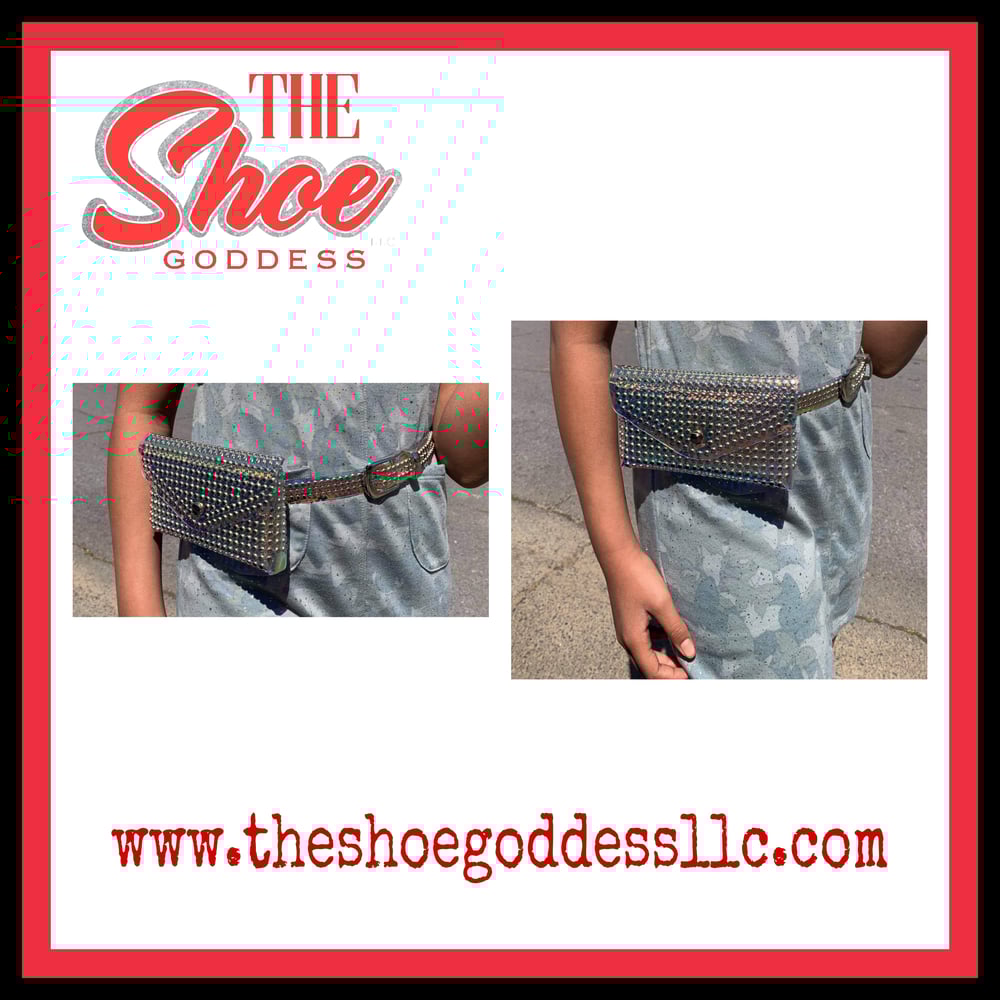 "Mia" multicolored studded fanny pack with belt