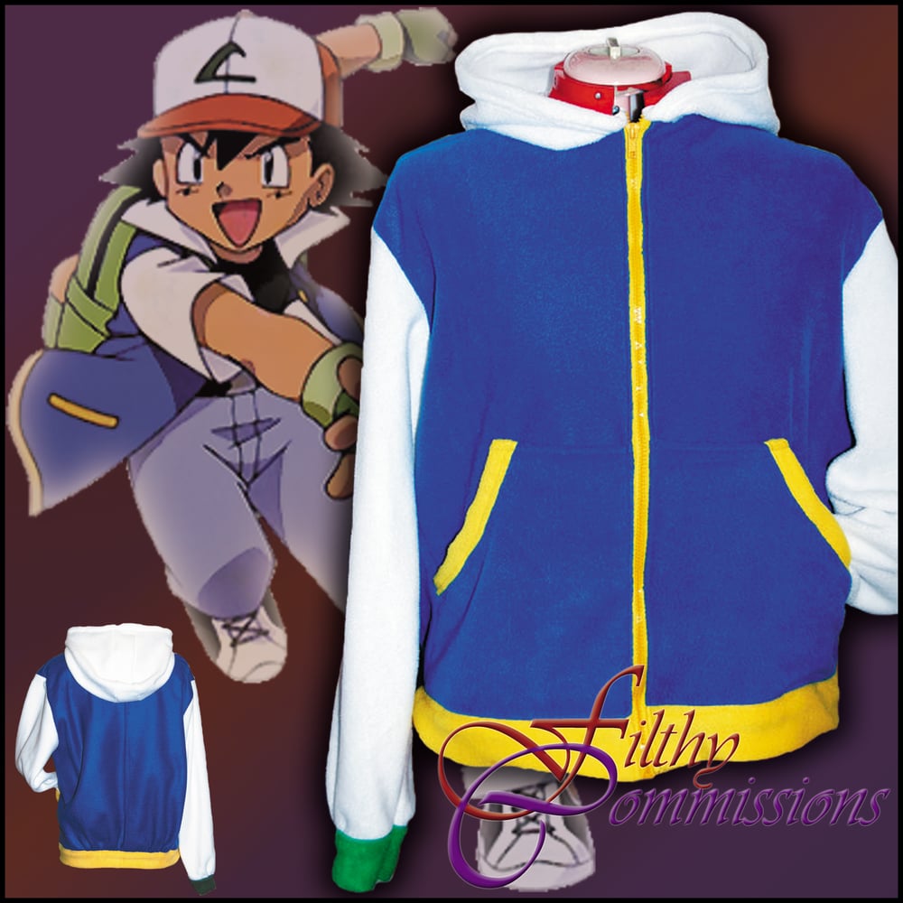 Pokemon - Ash Ketchum Inspired Hoodie jacket cosplay costume coat handmade  Trainer