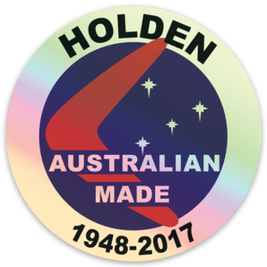 Image of 4" round Holden Anniversary sticker holographic