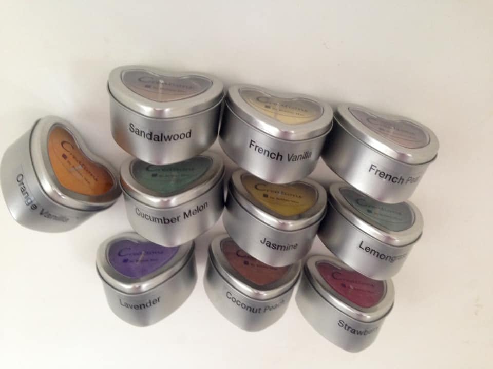 Image of Clear Lid Heart Shaped Tins Soy Wax Candles