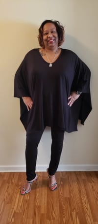 Image 2 of The Glamorous Woman 2pc tunic/pant set black 