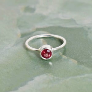 Image of Pink Tourmaline round cut silver ring