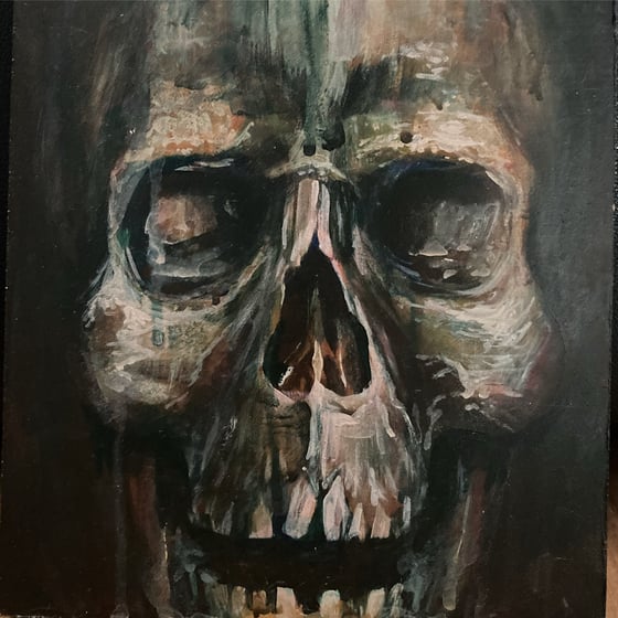 Image of Small skull painting. 