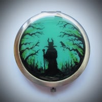 Image 3 of Hand Painted Resin Art Compact Handbag Mirror - Maleficent