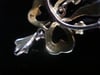 Antique Edwardian 9ct yellow gold amethyst seed pearl bow pendant
