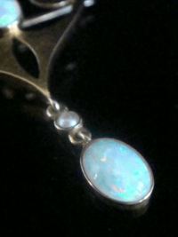 Image 3 of Art Nouveau 15ct yellow gold natural solid opal pendant and brooch