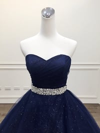 Image 3 of Navy Blue Tulle Beaded Sweetheart Party Dress, Ball Gown Formal Dress Prom Dress
