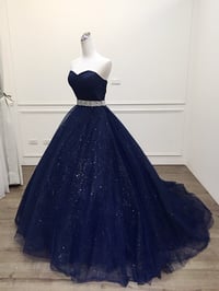 Image 2 of Navy Blue Tulle Beaded Sweetheart Party Dress, Ball Gown Formal Dress Prom Dress