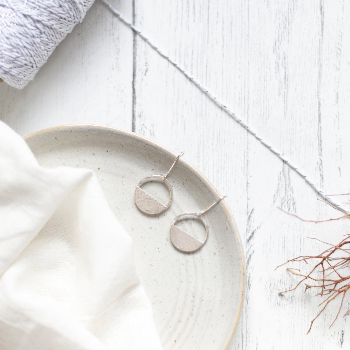 Image of Dangly circle earrings, recycled sterling silver