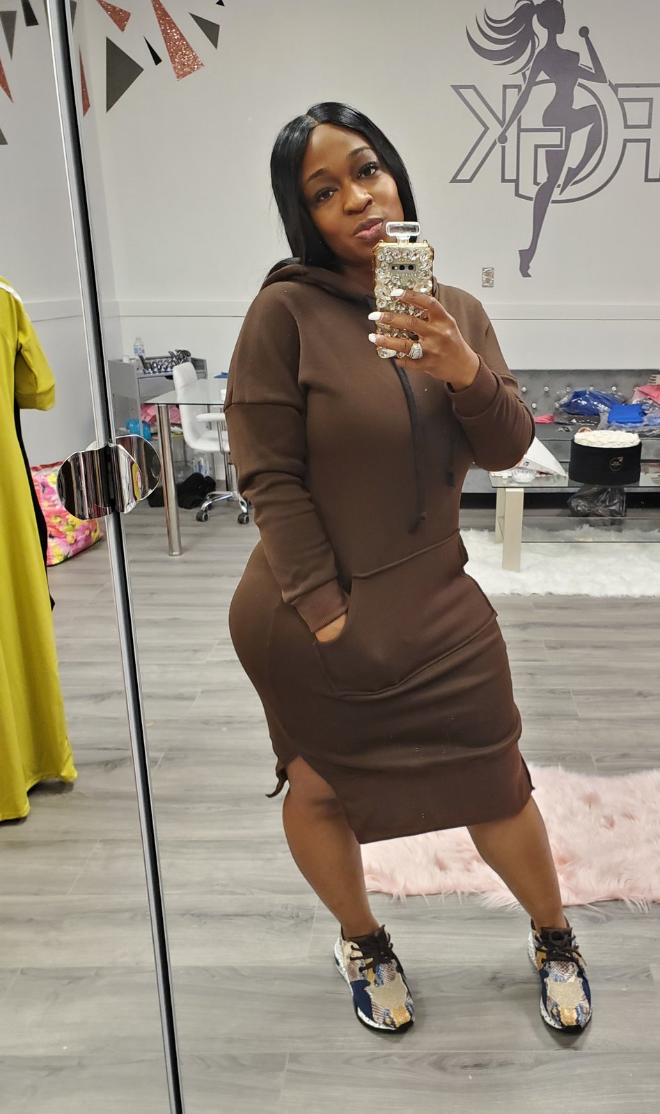 brown hoodie dress