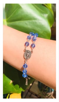 Image 3 of Blue Double Chain Rosary Bracelet