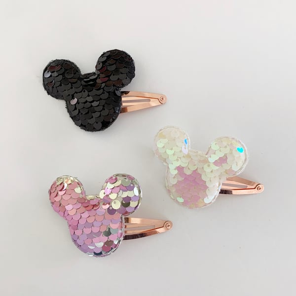 Image of Sequin Mouse Snap Clips