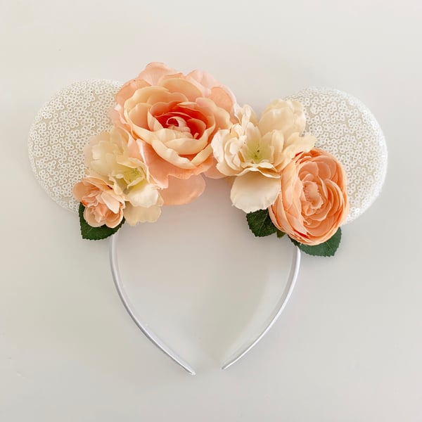Image of White Ears with Peach Florals