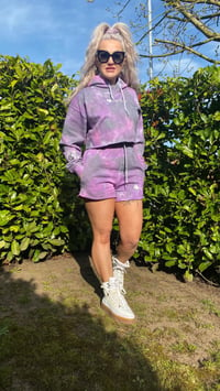 Image 1 of Tiedye Crop Hoodie and Short Set