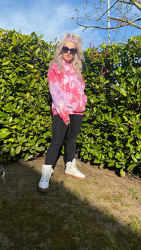 Image 2 of Lilac and Red Tiedye Hoodie