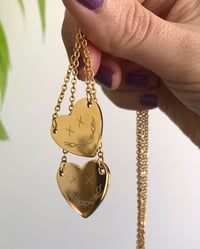 Image 4 of BARBED WIRE SMILEY ENGRAVED HEART NECKLACE