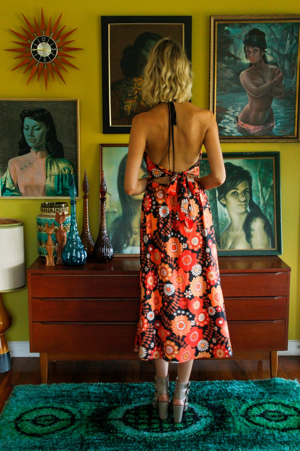Disco darlin’ Tie back Halter dress in Lover lover red