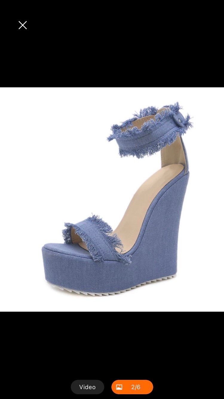 Image of Denim wedge heels