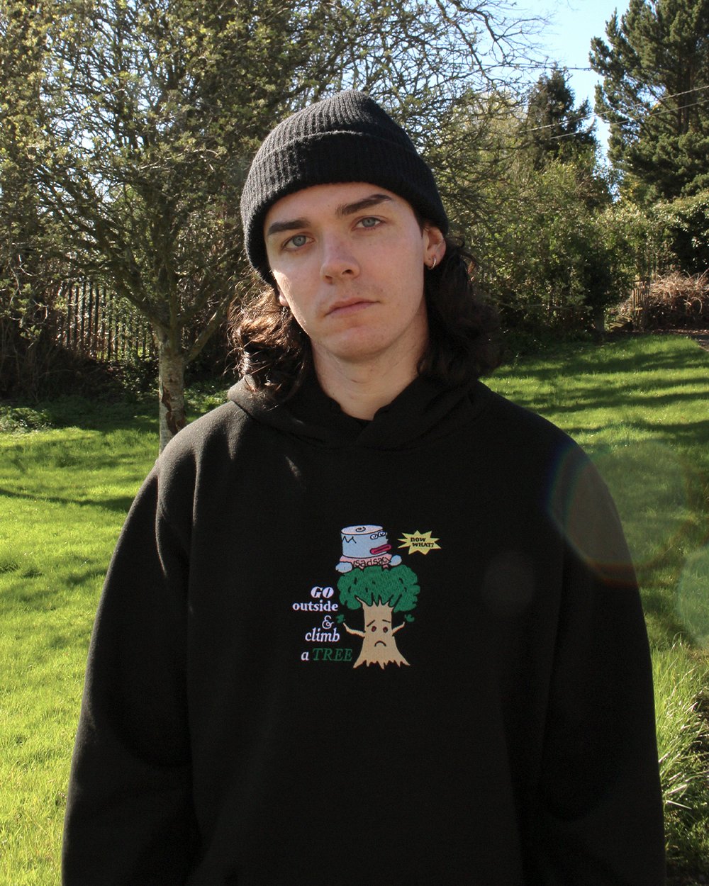 Image of “Climb a tree” embroidered hoodie (Black)