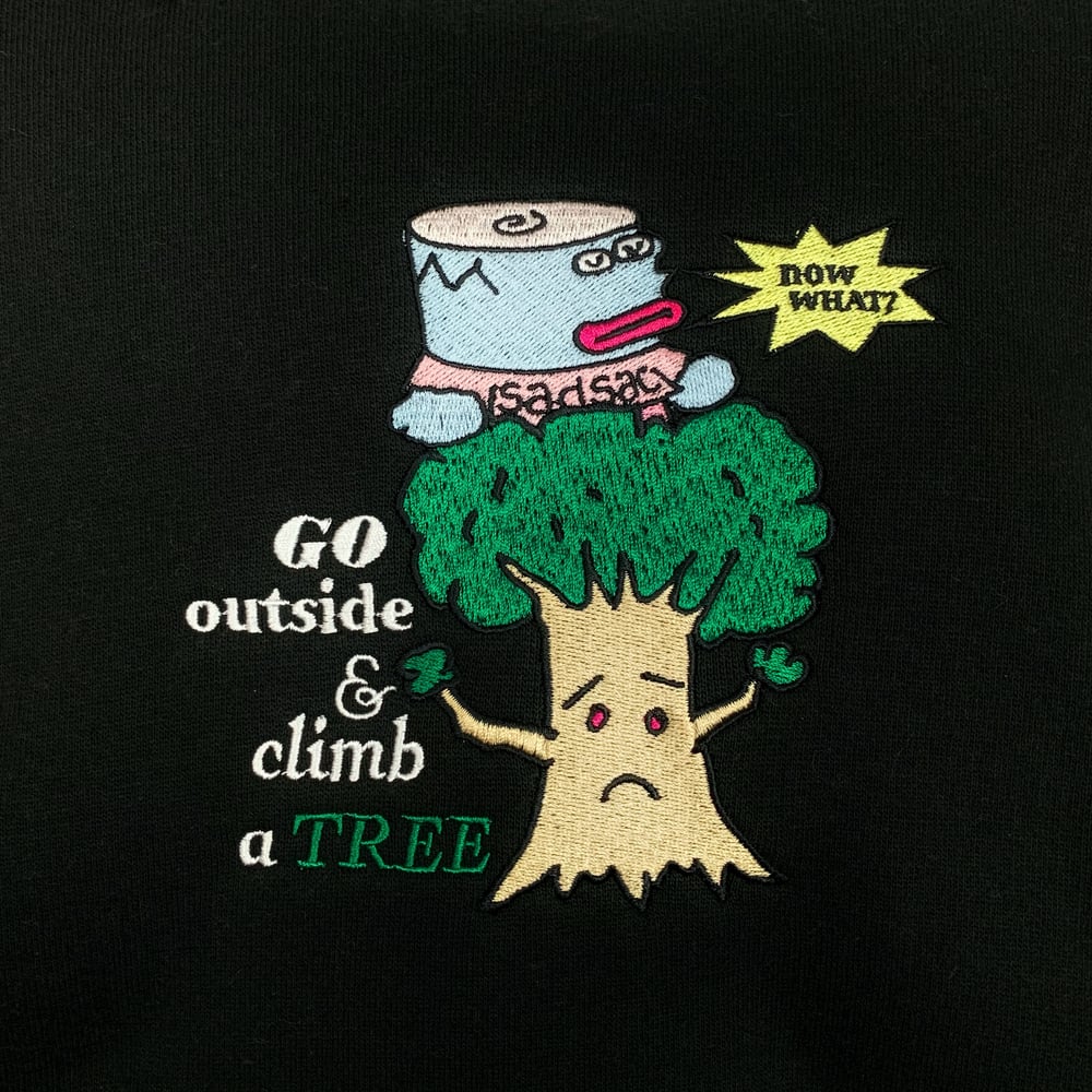 Image of “Climb a tree” embroidered hoodie (Black)