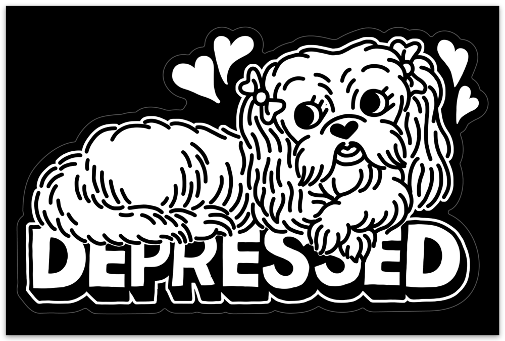 Image of Depressed dog 6x4”  sticker