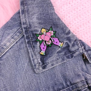 Image of Wishbone & witchy hands enamel pin - witch pin - creepy cute - pastel goth - lapel pin badge