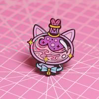 Image 1 of Cat potion bottle enamel pin - witchy pin - creepy cute - pastel goth - lapel pin badge