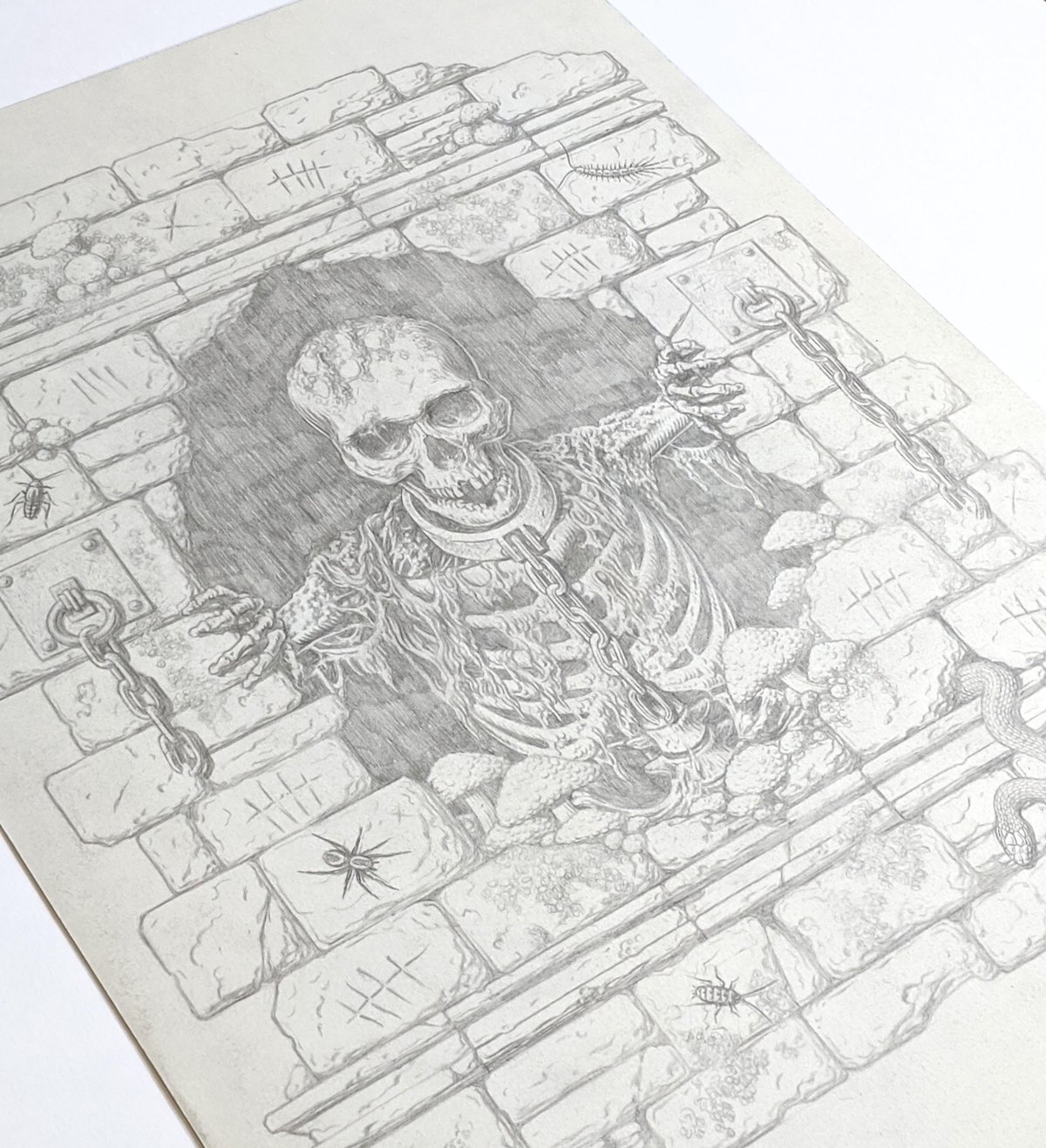 Image of Creature 'Crypt' T-shirt Original Pencil Artwork