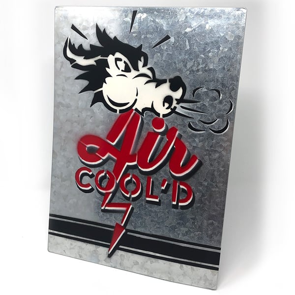 Image of Metal "Air Cool'd" Wolf Sign