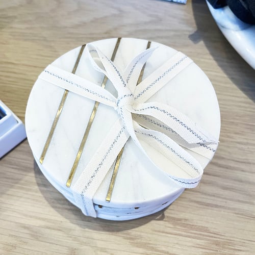 Image of Marble and Brass Coasters Set