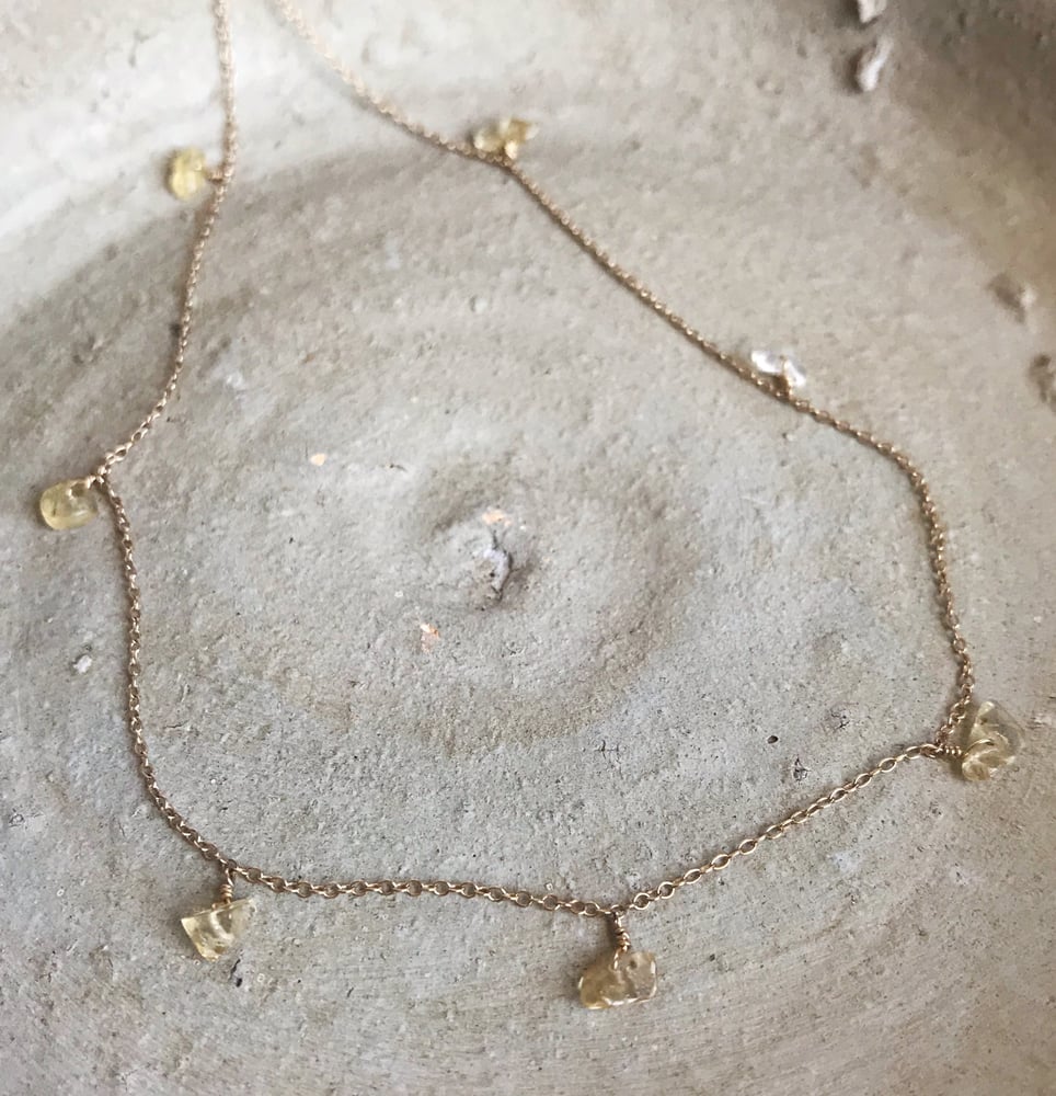 Image of Petite Opal Chips on Dainty Chain Necklace 