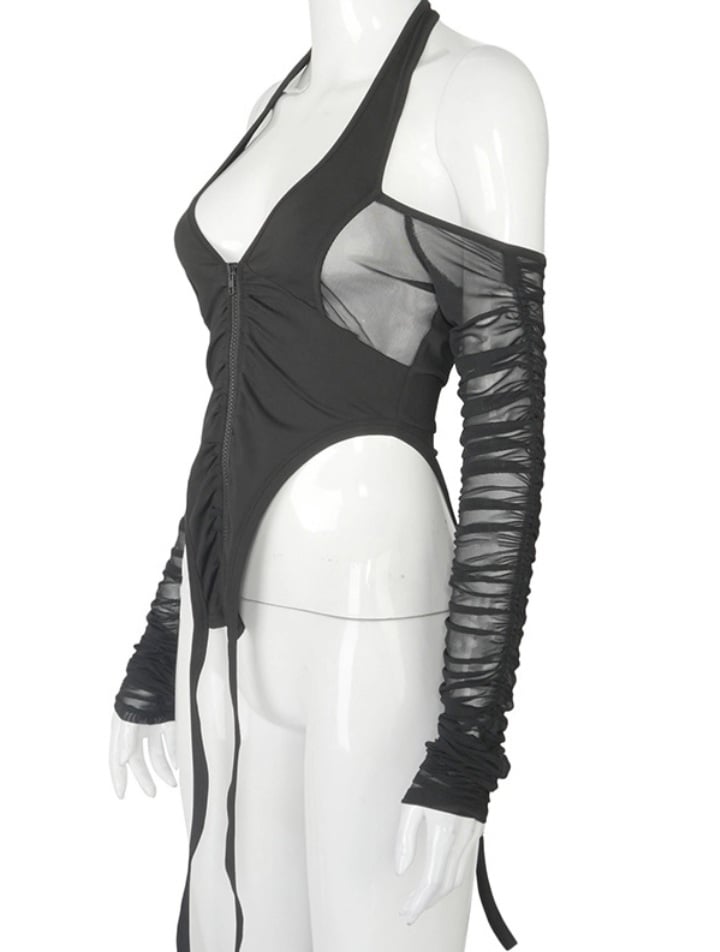 Lori Mesh Sleeve Halter Top Image 3