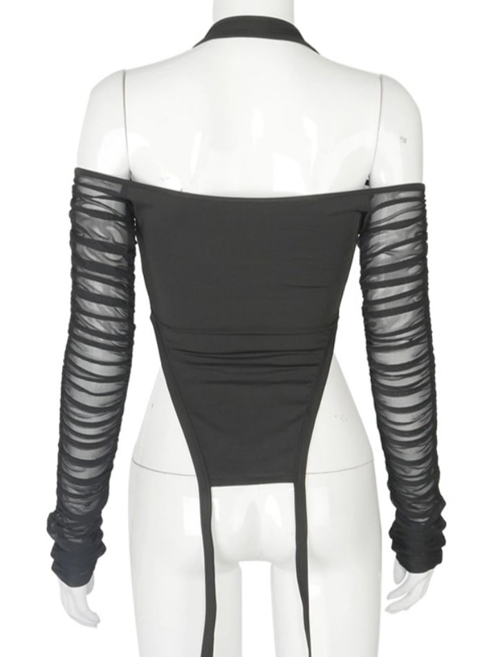Lori Mesh Sleeve Halter Top Image 4