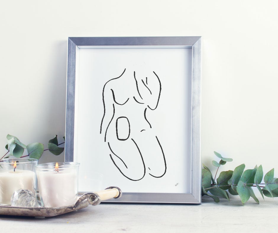 Female ostomate outline body print