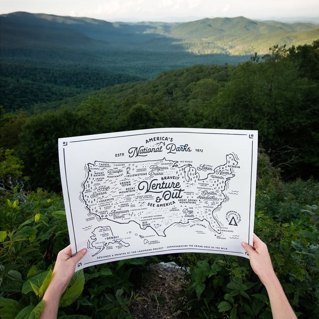 National Parks Map - 12x16 Poster 