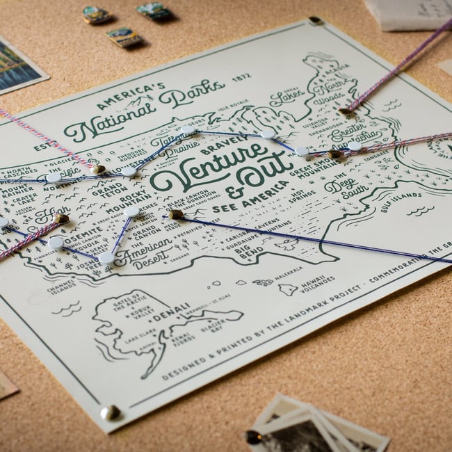 National Parks Map - 12x16 Poster 