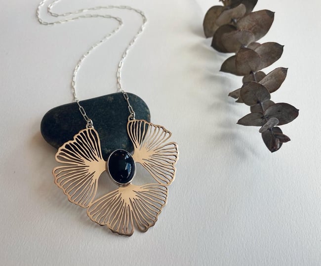 Onyx & Bronze Specimen Necklace