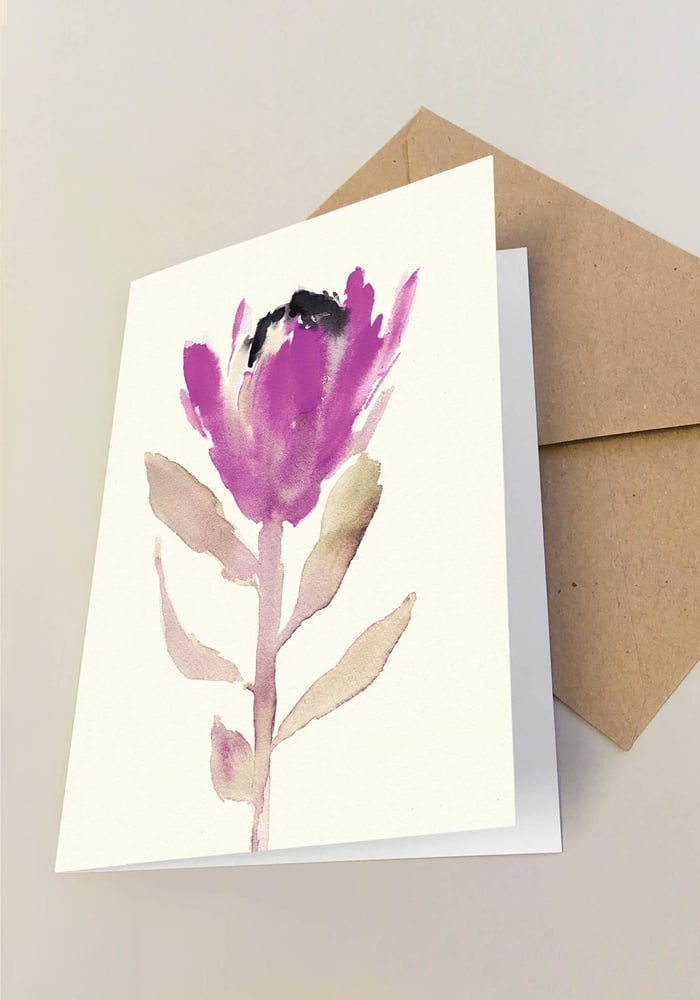 Image of 5 Notecards folded Protea Pink No.1007