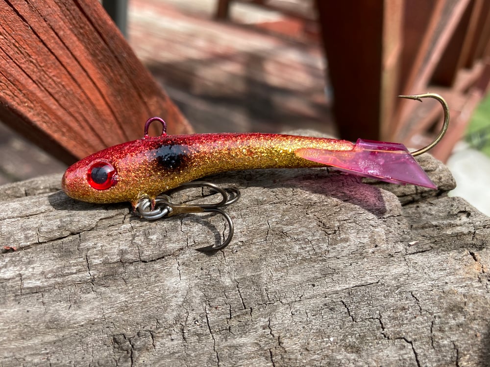 Candy Red Gold Flake Ripper Minnow WP126