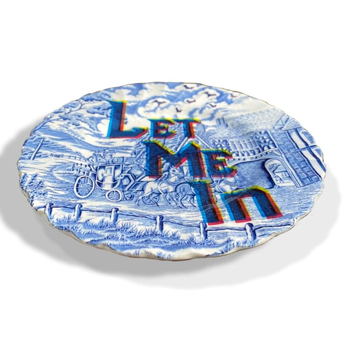 Image of Let me In - Vintage English fine china Plate - UNIQUE PLATE- #0756