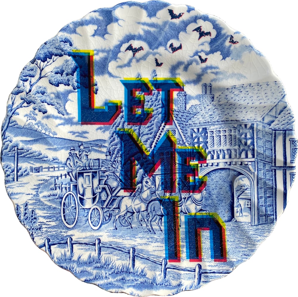 Image of Let me In - Vintage English fine china Plate - UNIQUE PLATE- #0756