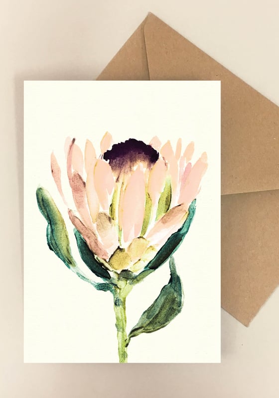 Image of 5 Notecards folded Protea No.1001