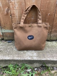 CHOCOLATE  REWORKED SWOOSH TOTE BAG 
