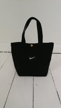 BLACK REWORKED SWOOSH MINI TOTE BAG 