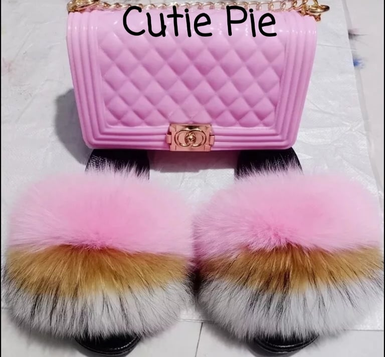 Fur Slides & Purse Set Image 2