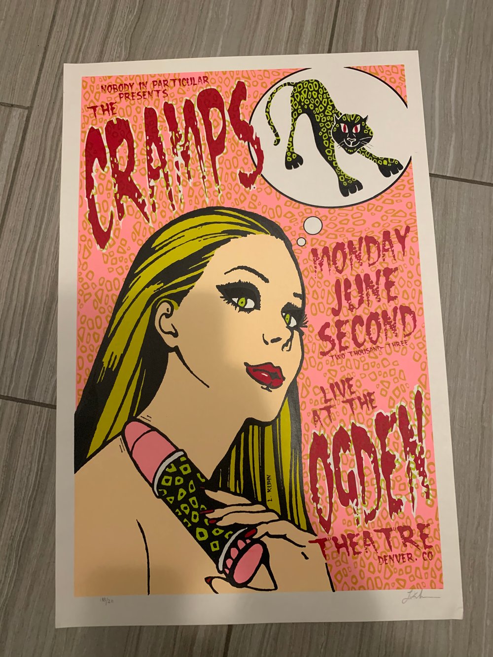 The Cramps Signed + Numbered Silkscreen Concert Poster By Lindsey Kuhn