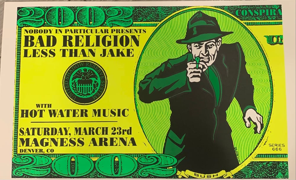 Bad Religion / Less Than Jake / Hot Water Music Silkscreen Concert Poster By Lindsey Kuhn