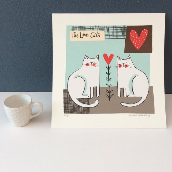 Image of The Love Cats silk screen print